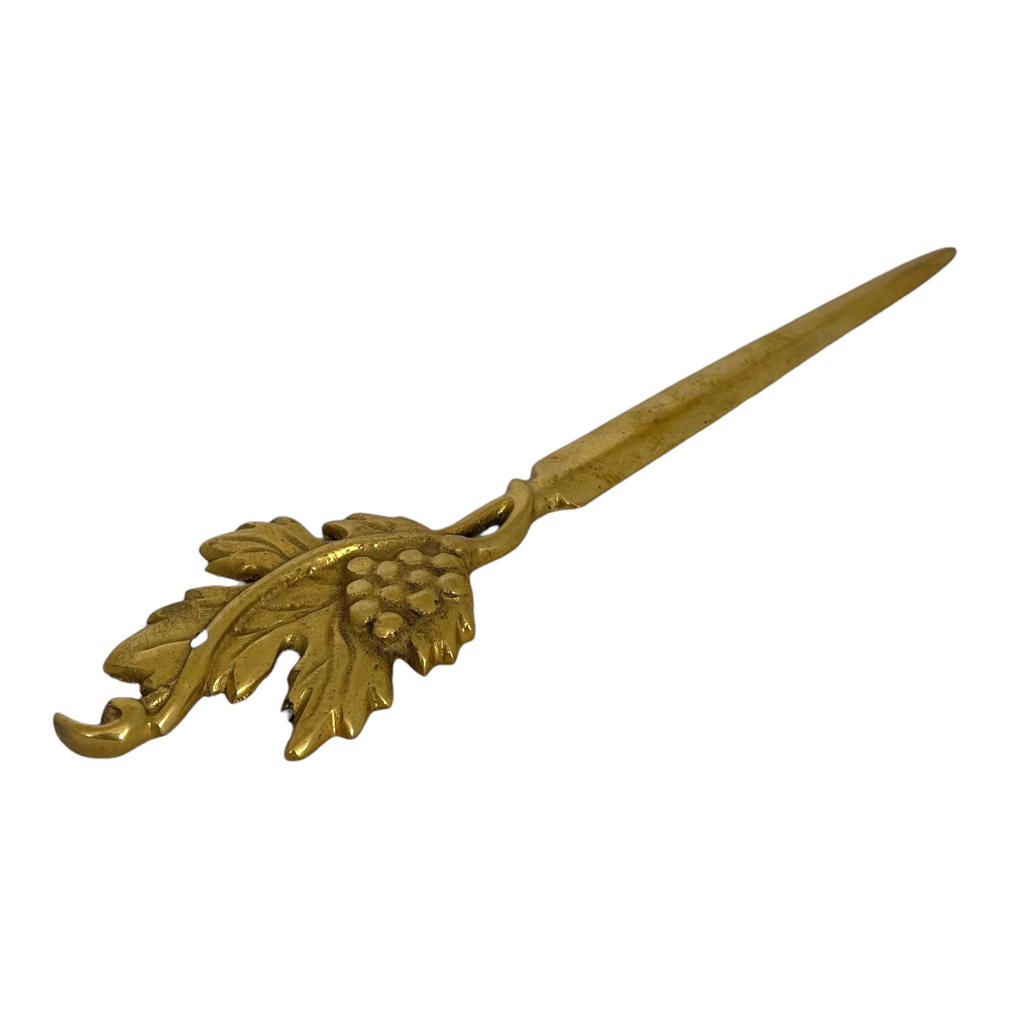 Vintage Brass Letter Opener Brass Grape Vine Athame Mail Etsy UK