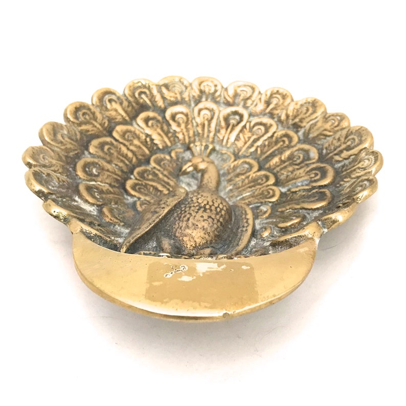 Vintage Peacock Dish Brass Peacock Trinket Tray Peacock Etsy