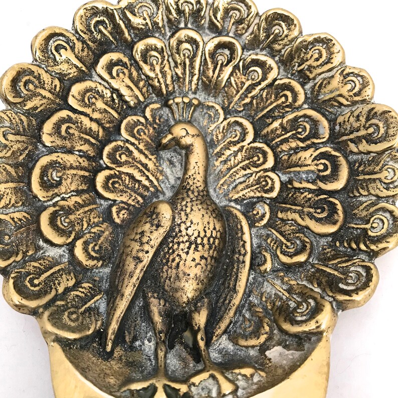 Vintage Peacock Dish Brass Peacock Trinket Tray Peacock Etsy
