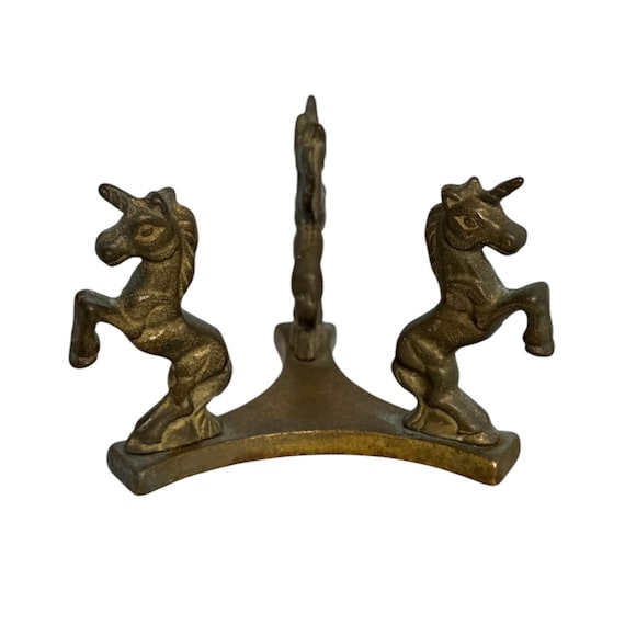 Vintage Brass Unicorn Crystal Ball Stand: Alter Whimsy Decor, Witchy Gift