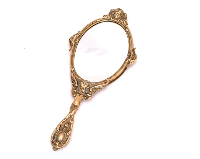 Vintage Art Nouveau Mirror Brass Vanity Mirror Antique Hand Etsy