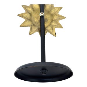 Peut inclure: Un bougeoir d&eacute;coratif avec un motif d'&eacute;clat d'&eacute;toile. L'&eacute;clat d'&eacute;toile est dor&eacute; et le support est noir. La base est de forme circulaire. Le bougeoir est en m&eacute;tal.
