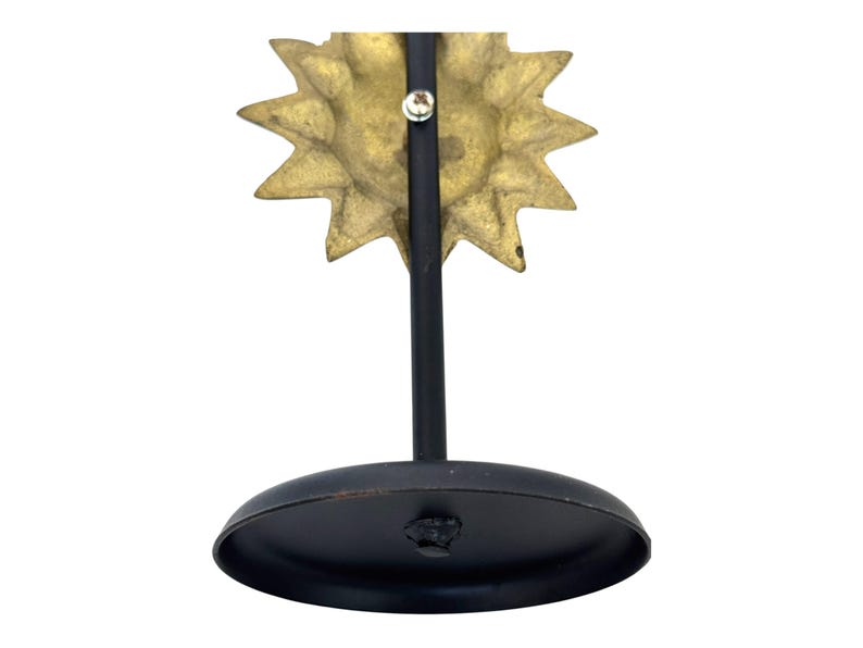 Peut inclure: Un bougeoir d&eacute;coratif avec un motif d'&eacute;clat d'&eacute;toile. L'&eacute;clat d'&eacute;toile est dor&eacute; et le support est noir. La base est de forme circulaire. Le bougeoir est en m&eacute;tal.