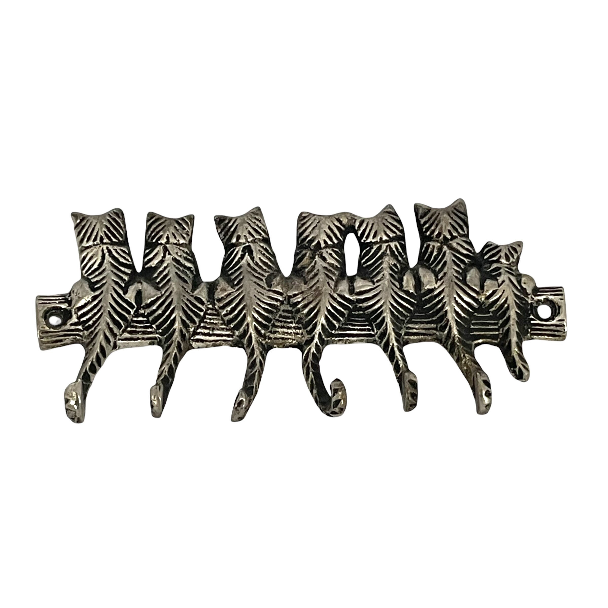 Vintage Cat Key Hooks Silver Plated Cat Wall Mounted Key Hook