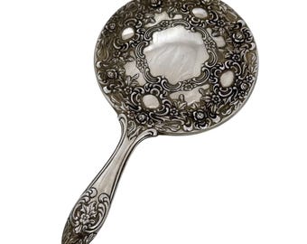 Vintage Silver Plated Hand Mirror: Art Nouveau Ornate Vanity Mirror