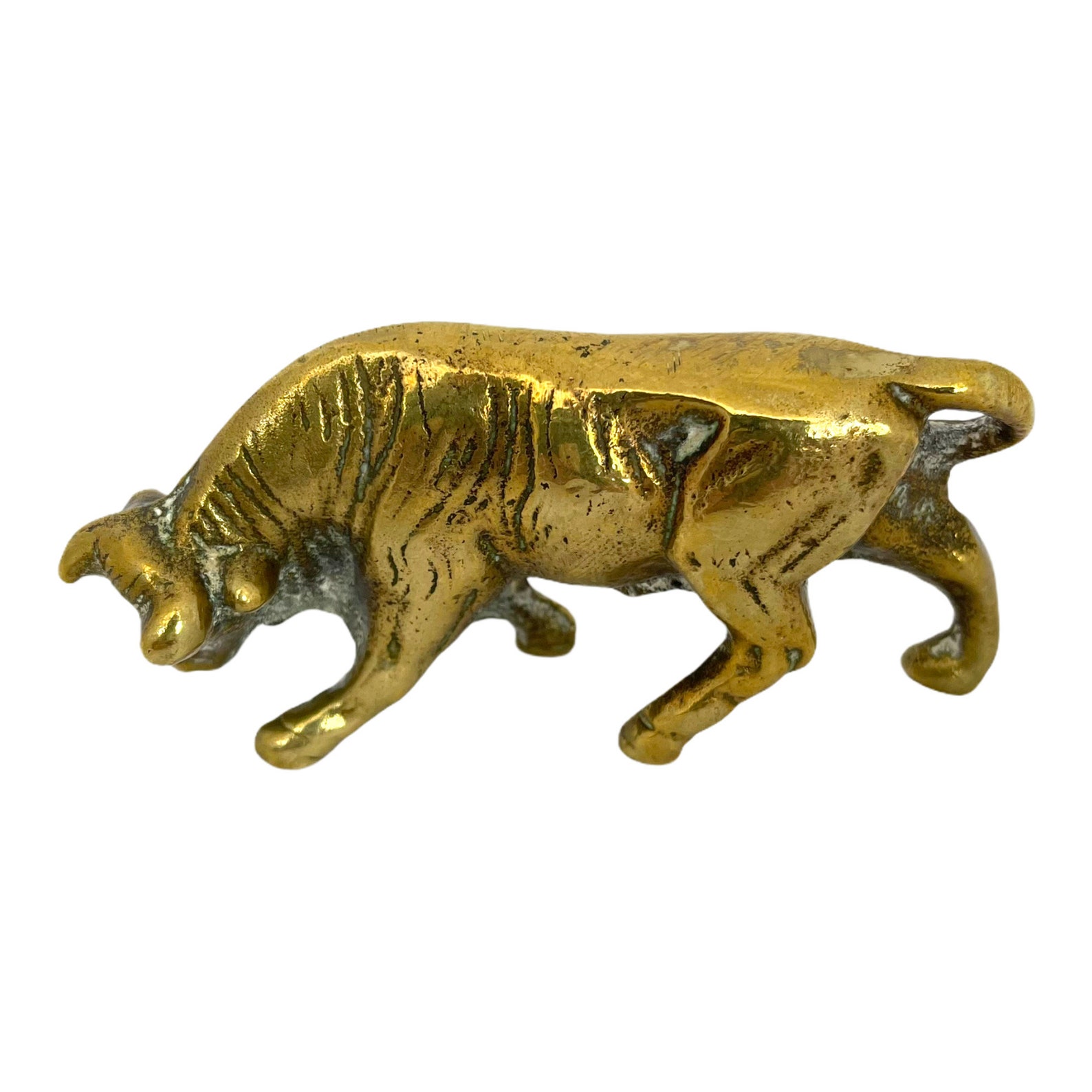 Vintage Miniature Brass Bull Figurine Brass Bull Statue Etsy