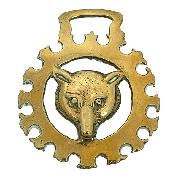 Vintage Horse Brass Fox, English Brass Wall Fox, Decorative Fox Decor, Solid Brass Fox, Witchy Decor, Alter Amulet, Lucky Fox, Protection