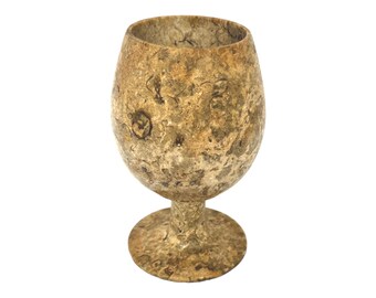 Vintage Carved Fossil Stone Chalice: Pagan Altar Ceremony Cup