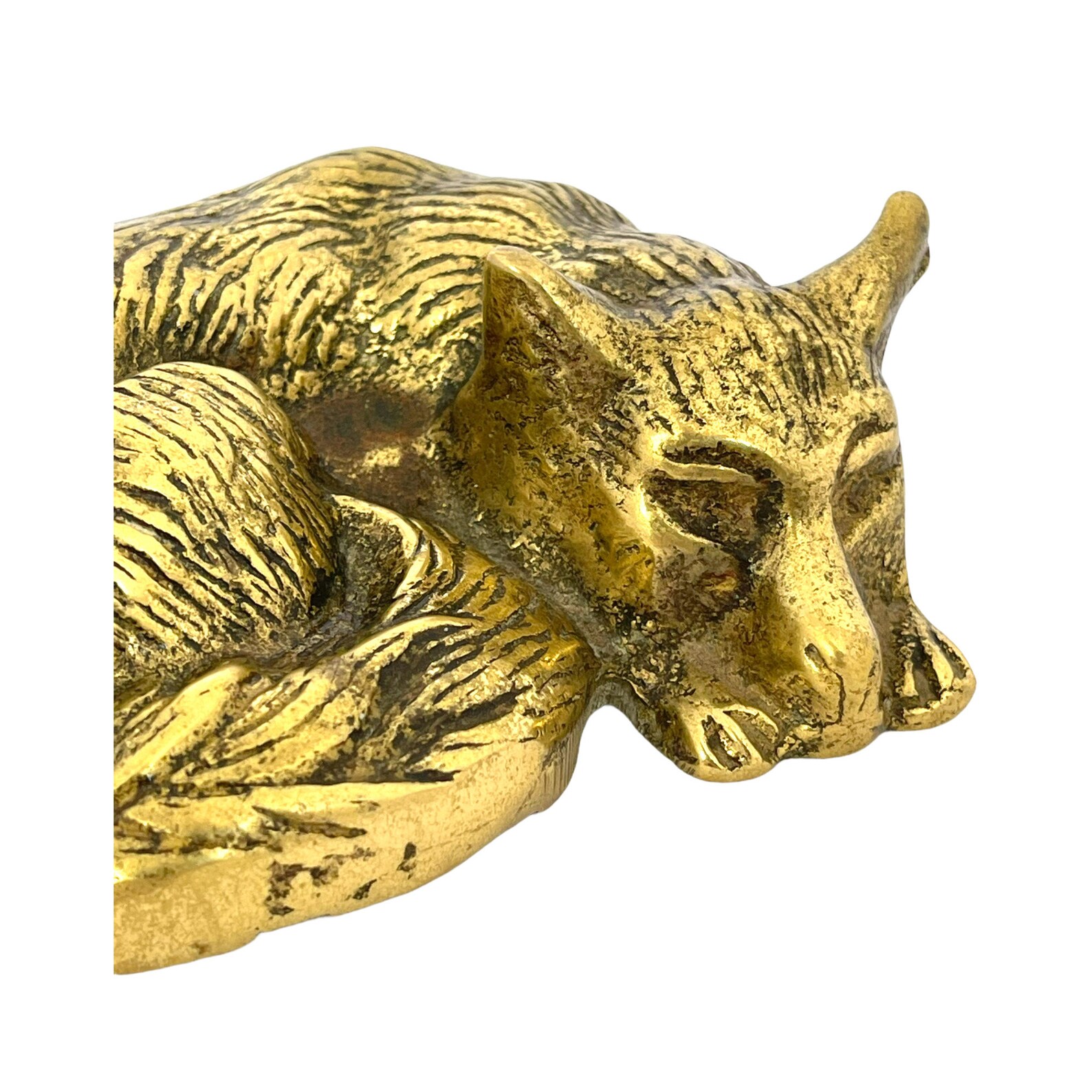 Vintage Sleeping Brass Fox Figurine Gold Fox Metal Fox Fox Etsy UK