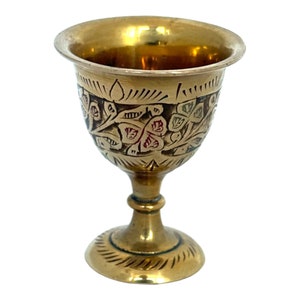 Vintage Brass Chalice: Miniature Enameled Spell Goblet