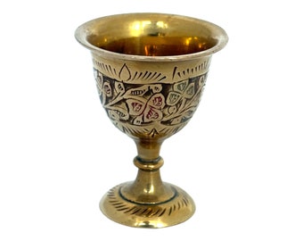 Vintage Brass Chalice: Miniature Enameled Spell Goblet