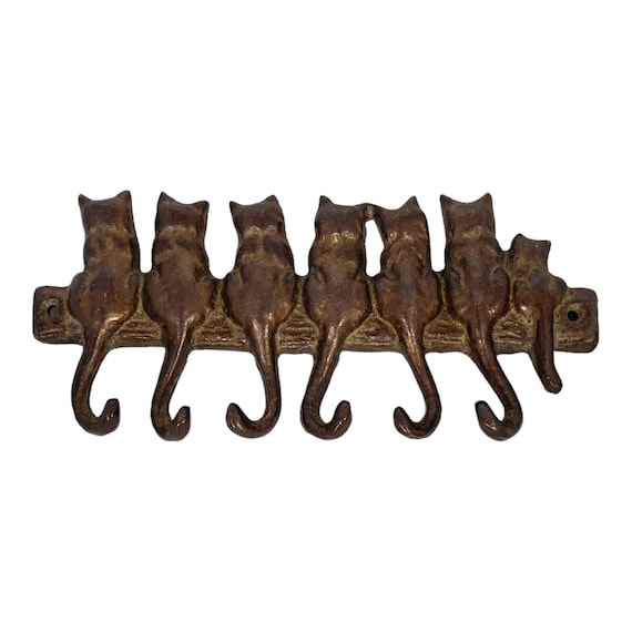 Vintage Bronze Cat Key Hooks, Cat Wall Mounted Key Hook, Key