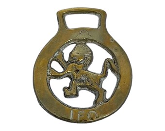 Vintage Brass Leo Zodiac Horse Brass: Celestial Wall Hanging Decor