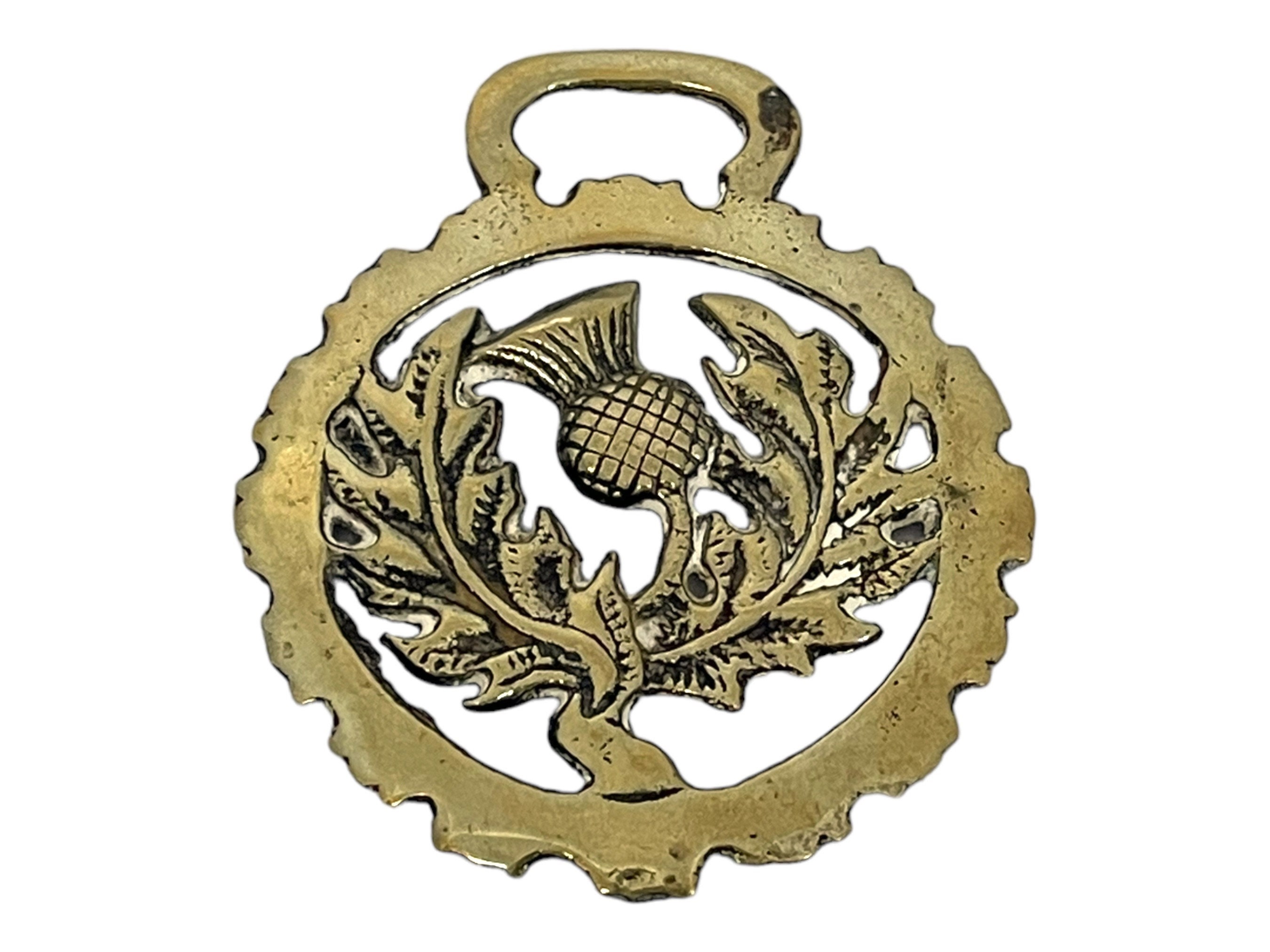 Scottish Thistle Souvenir Vintage Horse Brass Ornament Harness Brass 1 –  Antiques And Teacups