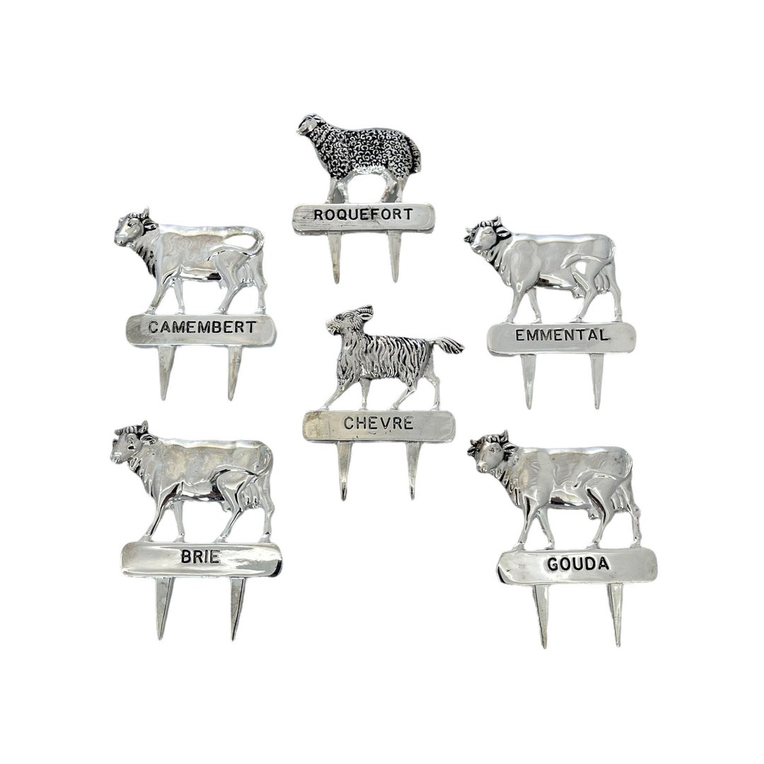 Vintage Silver Plated Cheese Markers, French Silea Cheese Labels