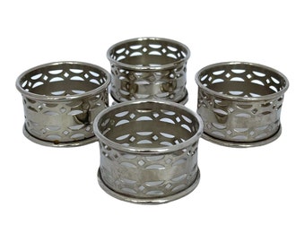 Vintage Silver Plated Napkin Rings, Set of Four Worn Napkin Rings, Wedding Napkin Ring, Serviette Holder, Decorative Table Napkin Ring