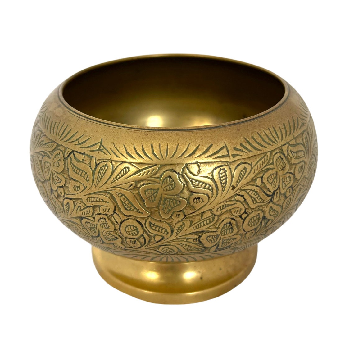 Vintage Brass Bowl Indian Brass Dish Small Planter Bowl Etsy
