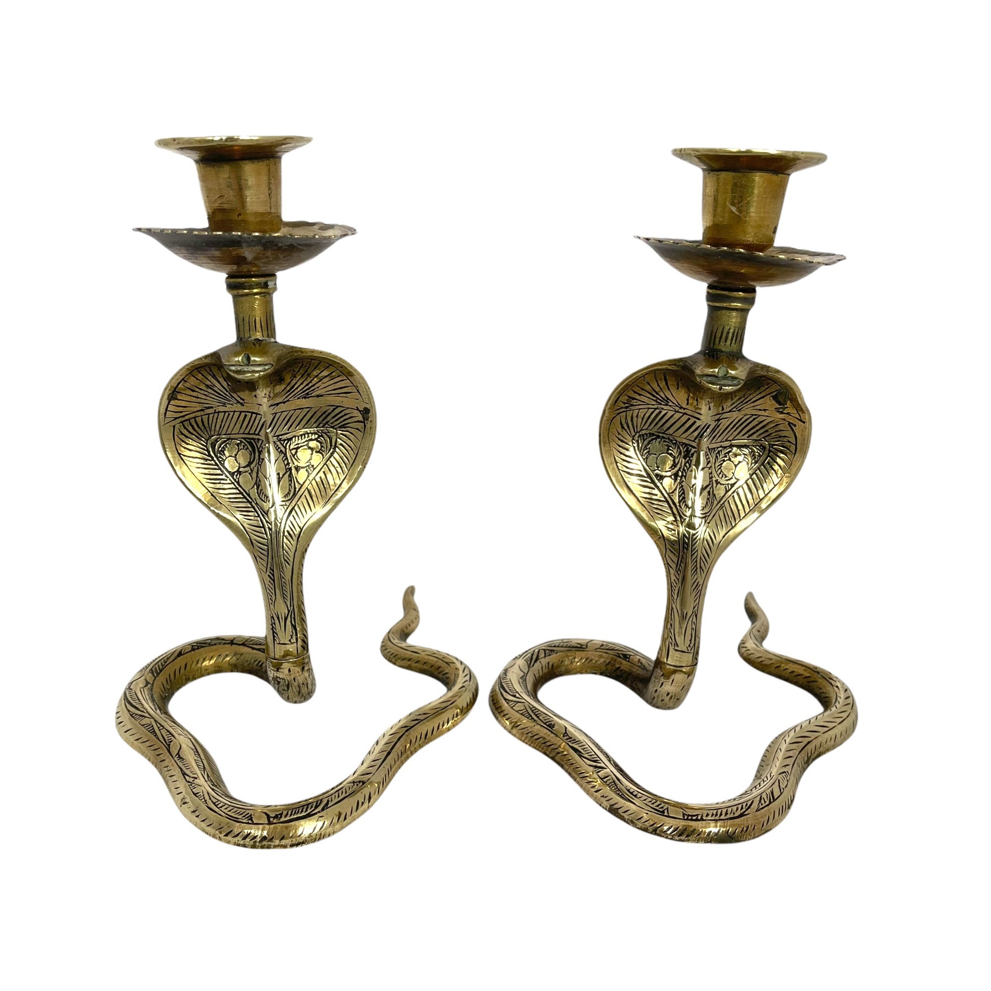 Vintage Brass Cobra Candle Holders Pair of Snake Candle Etsy UK
