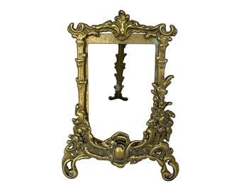 Vintage Art Nouveau Brass Photo Frame: Ornate Baroque Decor