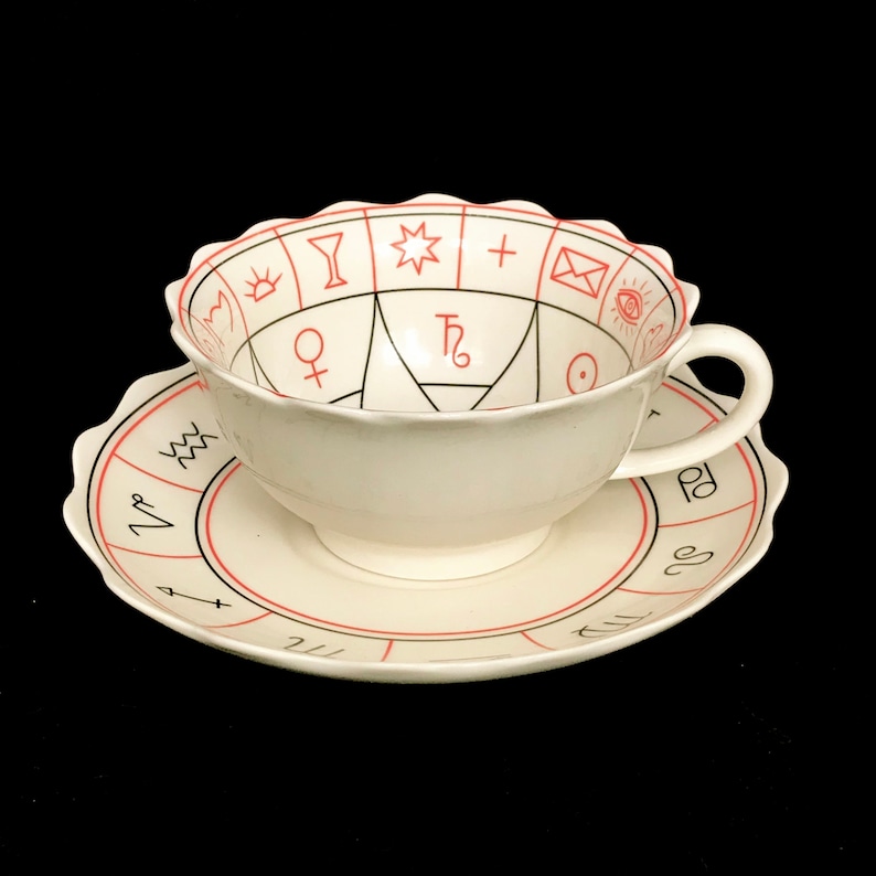 Vintage Fortune Telling Cup Saucer Tarot Cup Astrology Signs Etsy