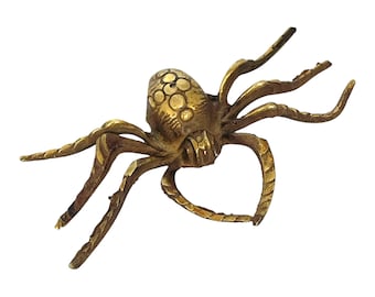 Vintage Brass Spider Figurine: Gothic Home Decor
