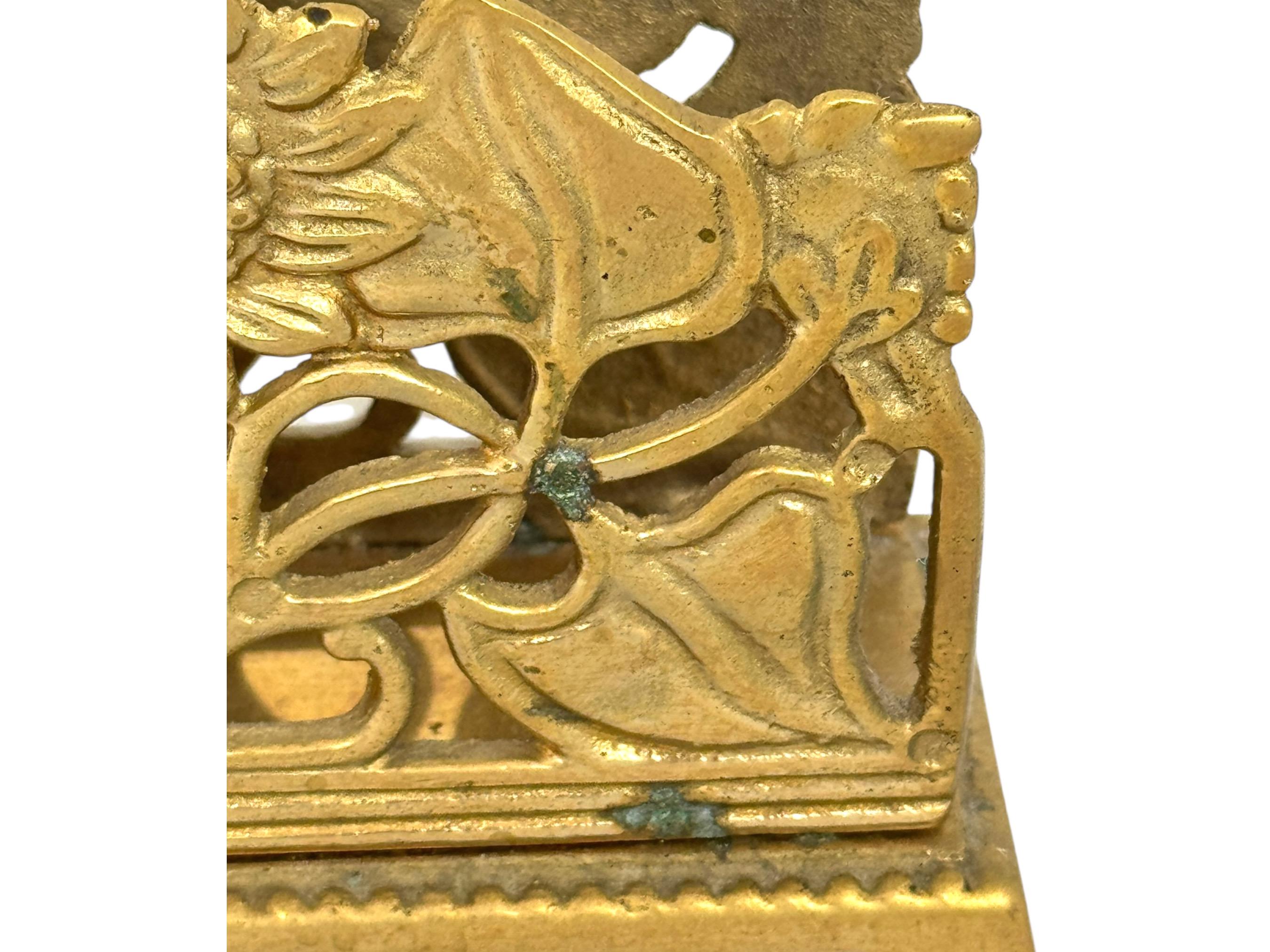 ヴィンテージアールヌーボー真鍮レターラック：ひまわりの装飾