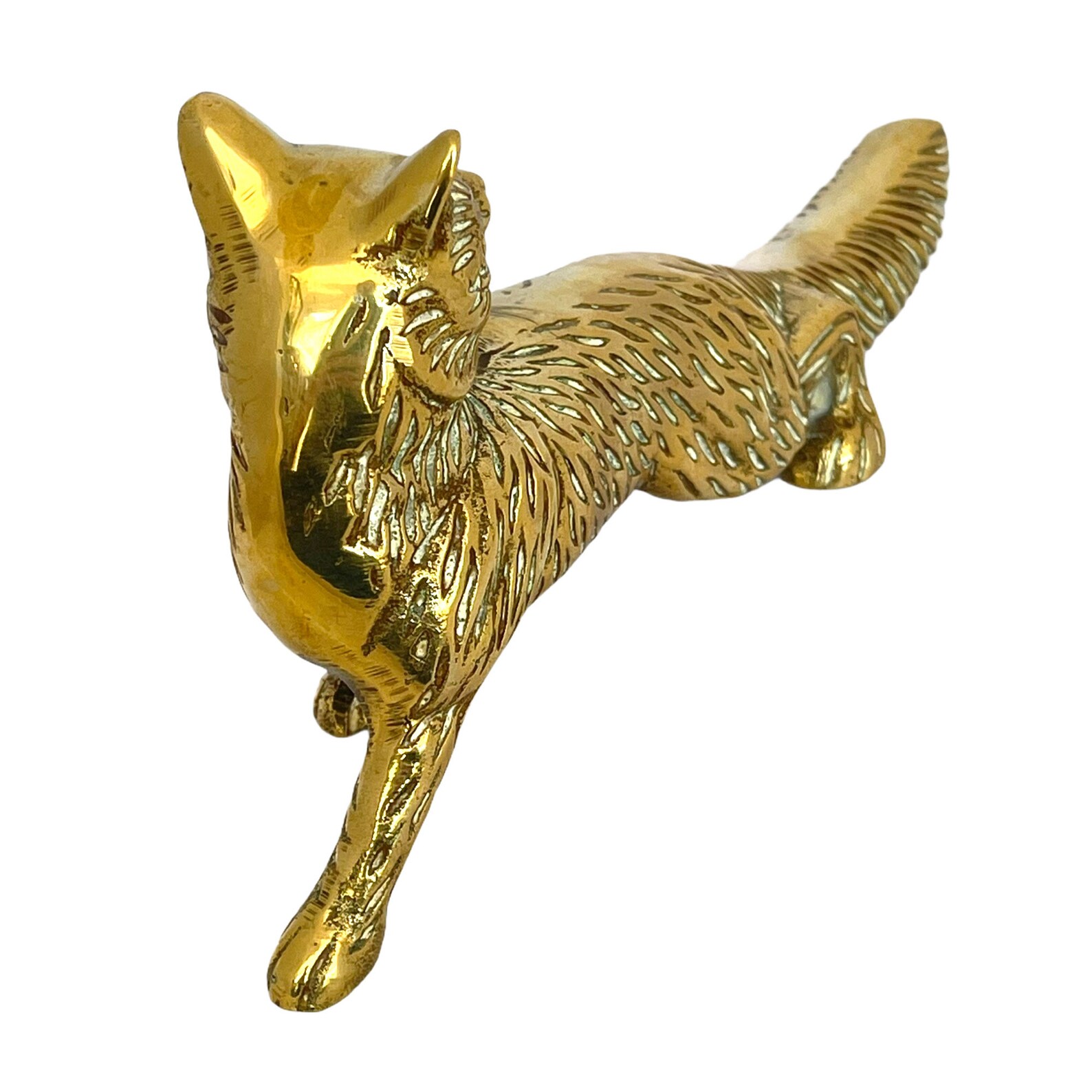 Vintage Brass Fox Figurine Retro Gold Fox Metal Fox Fox Etsy