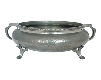 Antique Pewter Footed Bowl: English Table Centerpiece