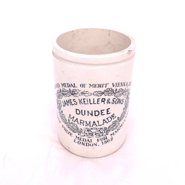 Vintage James Keiller & Son Dundee, Marmalade Jar, Utensil Pot, Marmalade Crock, Antique Marmalade Storage Pot, Rustic Farmhouse, Stoneware