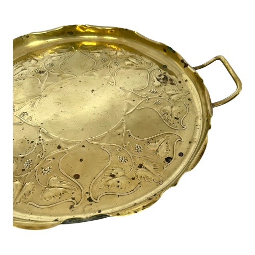 Antique Round Brass Tray, shops Joseph Sankey JS&S, Vintage Art Nouveau Tray, Display Candle Tray, Coffee Table Tray, Decorative Tray With Handles