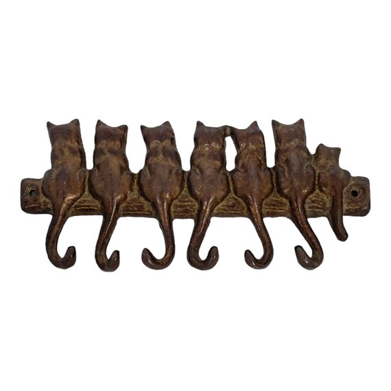 Vintage Bronze Cat Key Hooks, Cat Wall Mounted Key Hook, Key