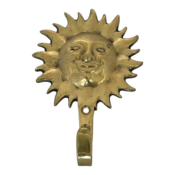 Vintage Brass Sun Hook, Wall Hook, Key Holder, Key Hook, Celestial