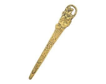 Art Nouveau Brass Letter Opener, Floral Design, Vintage Mail Opener