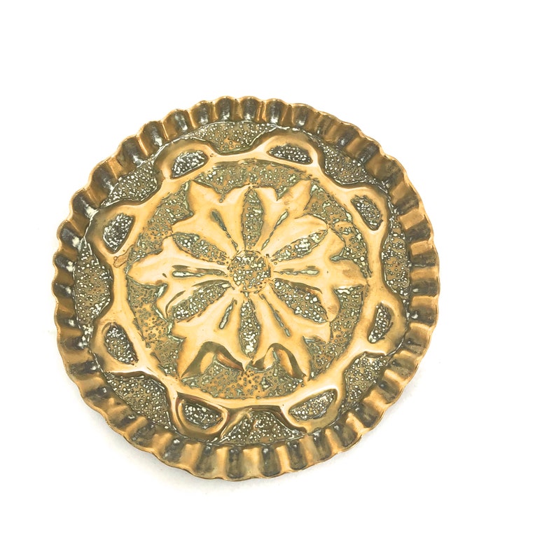 Wiccan Alter Offering Dish Pagan Decor Indian Embossed Dish Witchcraft Vintage Round Brass Dish Wiccan Decorative Boho Pin Dish