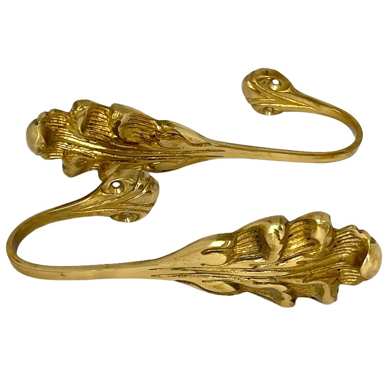 Brass Curtain Tie Backs Vintage Pair of Feather Curtain Tie Etsy