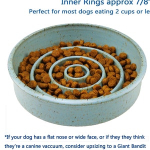 THE ORIGINAL Ceramic Slow Feeder Dog Bowl - Bandit Bowl Extends Mealtime / Reduces Bloat - Large Breed Dogs who eat less than 2 cups/meal