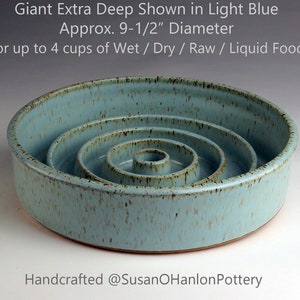GIANT X DEEP Slow Feeder Dog Food Bowl Bandit Bowl Extends Mealtime, Reduces Bloat Handmade Ceramic Original Design 100's of Happy Customers