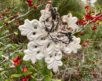 Handmade Dimensional Horsehair Raku Fired Christmas Tree Ornament