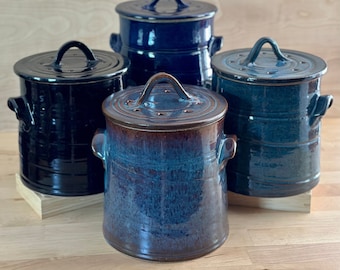 Countertop Compost Bin Makes Kitchen Composting Beautiful - Functional Pottery, Designed by a potter who loves to Cook & Garden