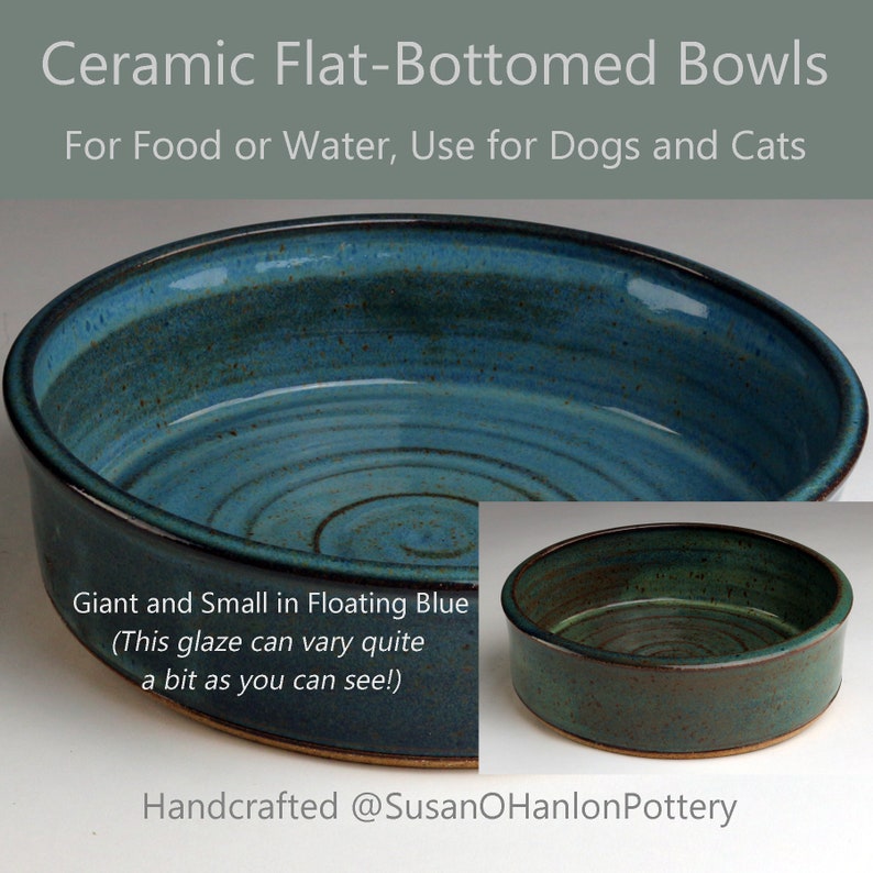 Handmade Pet Food or Water Bowl Flat-Bottomed Bowl Ceramic Stoneware Heavy, Durable, Safe, High Quality Handmade to Order in the USA image 5