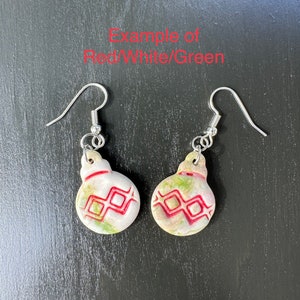 Handmade Earrings for Christmas Colored Porcelain Christmas Tree Ornament French Hook Earrings Perfect for the Holidays Great Gift image 7