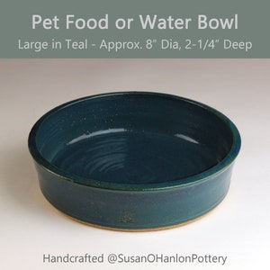 Handmade Pet Food or Water Bowl Flat-Bottomed Bowl Ceramic Stoneware Heavy, Durable, Safe, High Quality Handmade to Order in the USA image 2