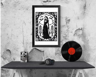 Patrón de punto de cruz de muestrario de vampira femenina
