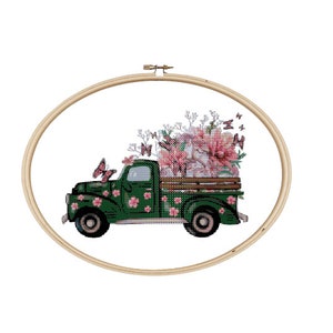 Spring Truck Cross Stitch Pattern