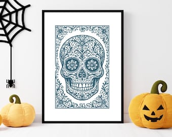 Sugar Skull Cross Stitch Pattern- Choose your own color!