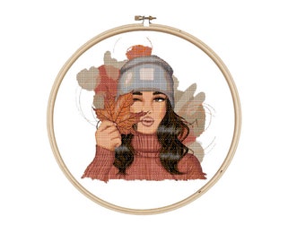 Autumn Love Cross Stitch pattern pdf digital download fall weather love