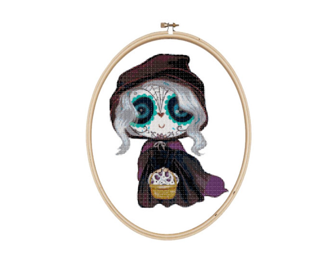 Sugar Skull Halloween Girl Cross Stitch Design Pdf Pattern for Digital ...