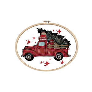 Christmas Cross Stitch pattern, Old Truck Christmas Cross Stitch , digital download pdf pages