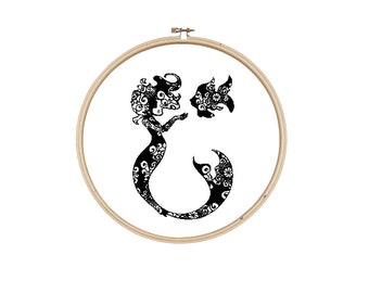 Mermaid and Fish Cross Stitch