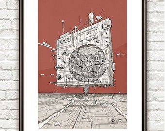 The Space Cube , Surrealism, architectural Drawing, Architecture sketch
